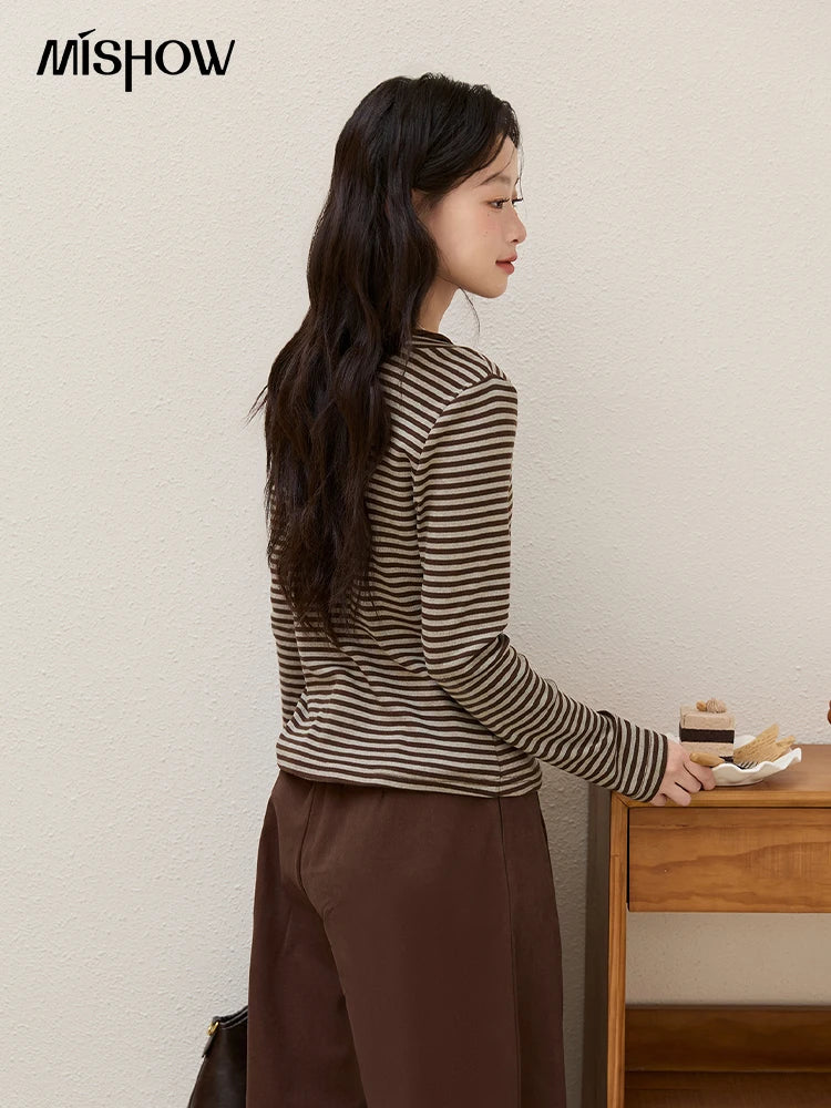 Mishow Retro Fake Two-Piece Striped Top MXE51Z2555