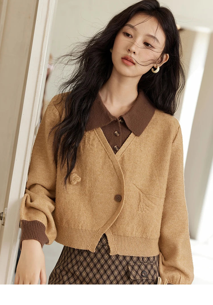 MISHOW Fake Two-piece Sweater Women French Retro Splicing Top MXD46Z0804
