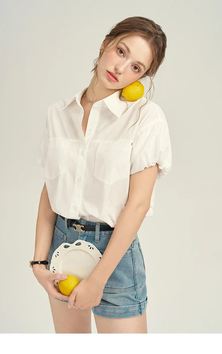 Mishow Denim Blue High Waist Straight Shorts MPD26K0618