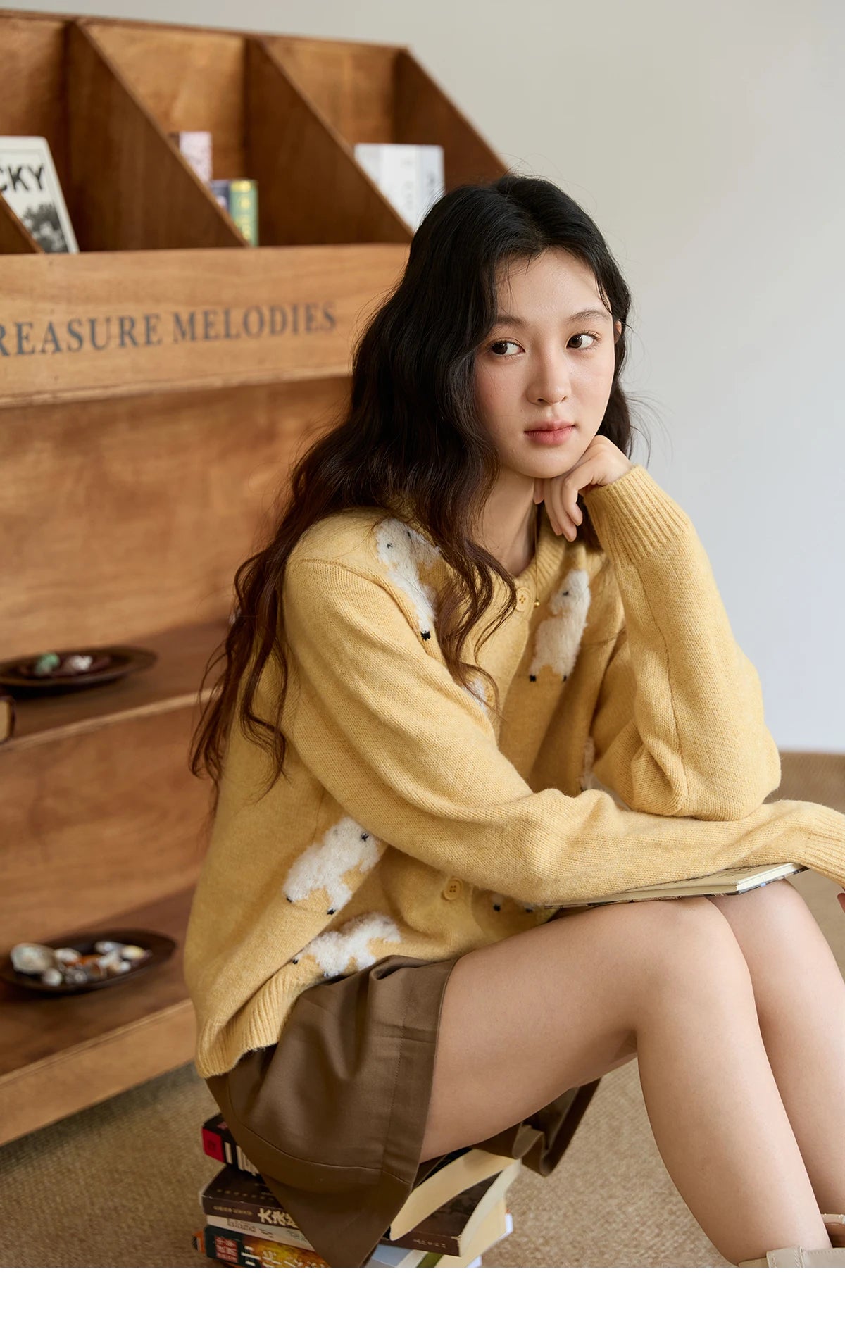 Mishow Lamb Jacquard Round Neck Cardigan MXE48Z2571