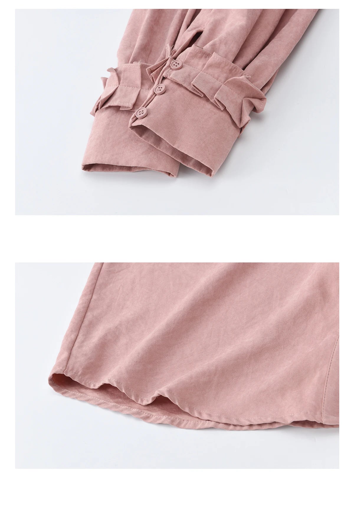 MISHOW Peach Skin Solid Shirt Ruffled Crew Neck MXF11C2431