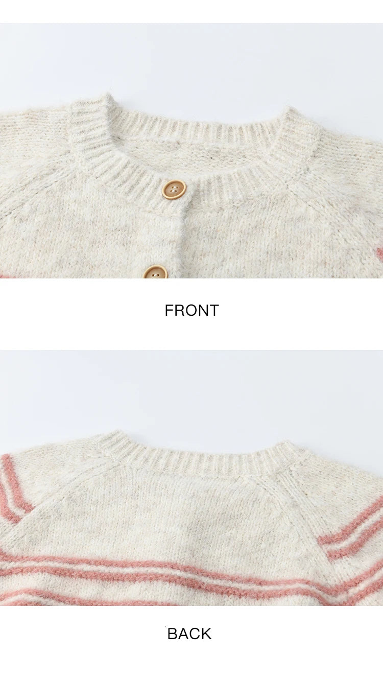 Mishow Pink Striped Wool Blend Cardigan MXE49Z2615