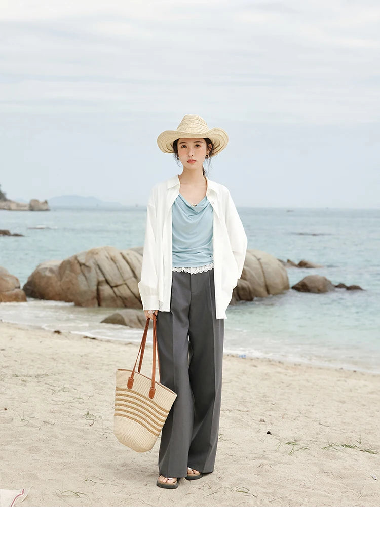 Mishow Swing Collar Shell Ribbon Tee MXE33T0524