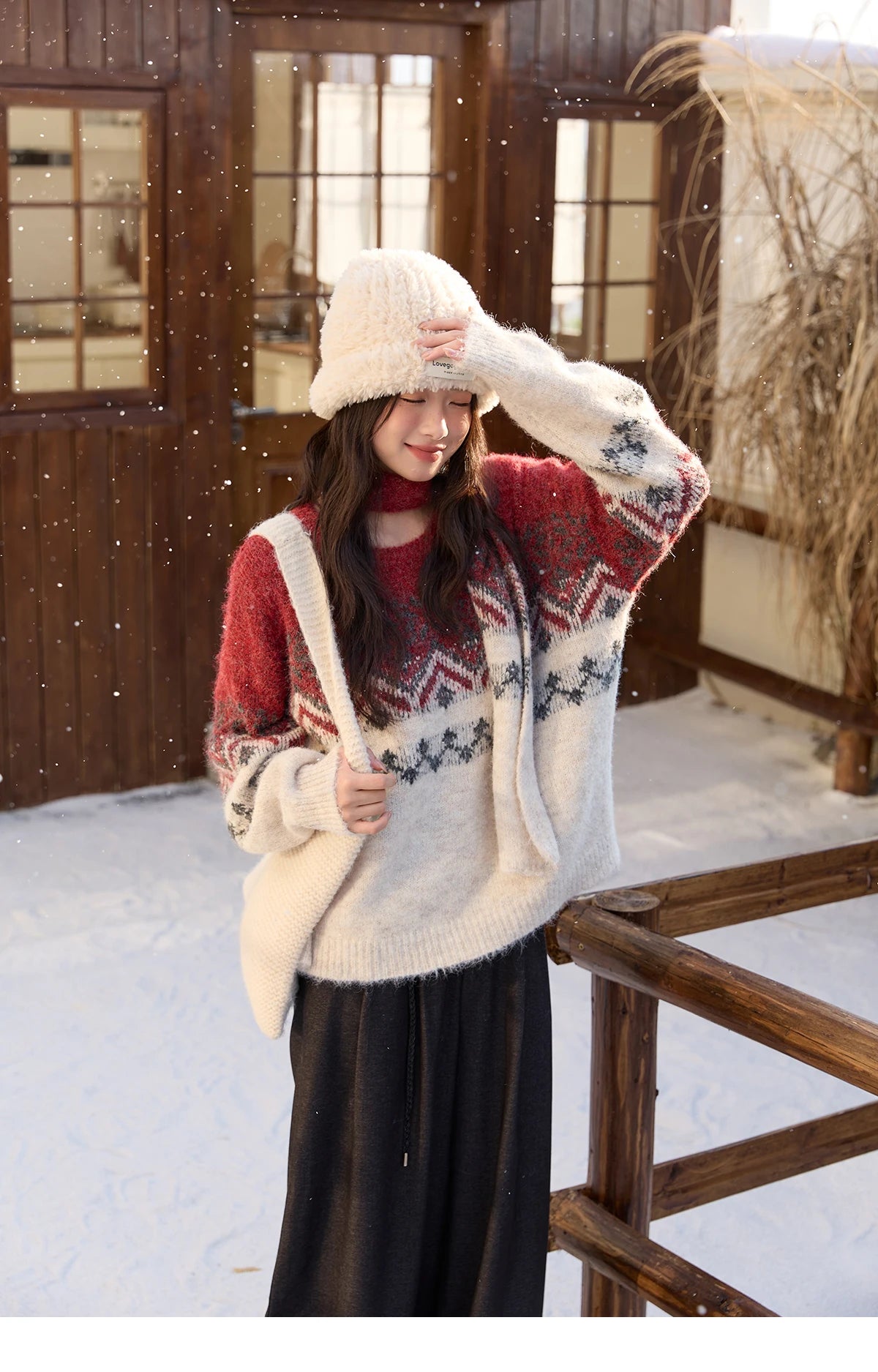 Mishow Christmas Fair Isle Sweater with Scarf MXE51Z2628
