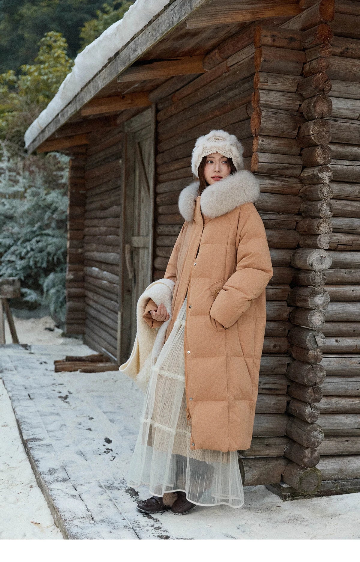 Mishow Hooded 90% White Duck Down Long Coat MXE51Y0079