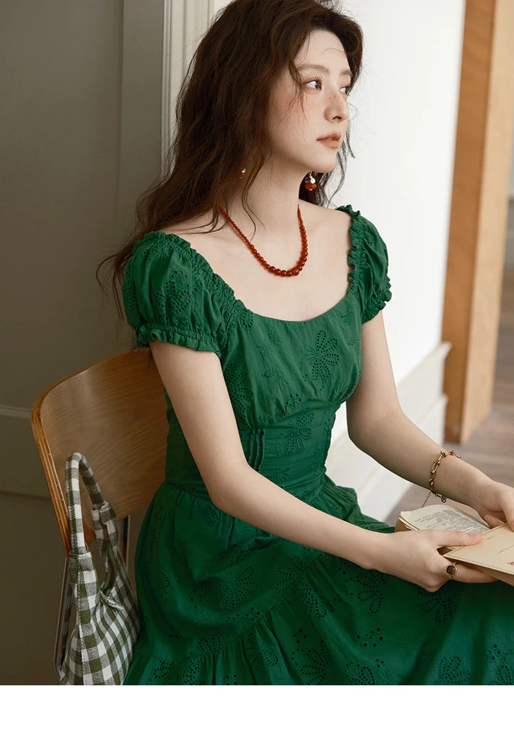 MISHOW French Square Neck Puff Sleeve Dress MXE39L2325