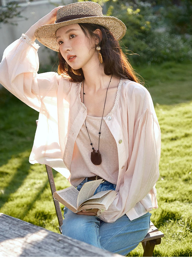 MISHOW Two Piece Shirt Set Tank Top Sunshade Button MXE39T0689