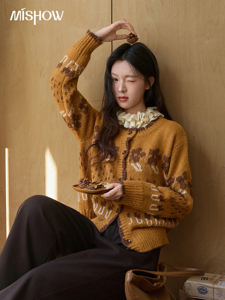 Mishow Turtleneck Fuzzy Cardigan Coat MXE87Z2699