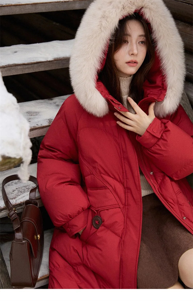 Mishow Fox Fur Collar 90% White Duck Down Jacket MXE51Y0082
