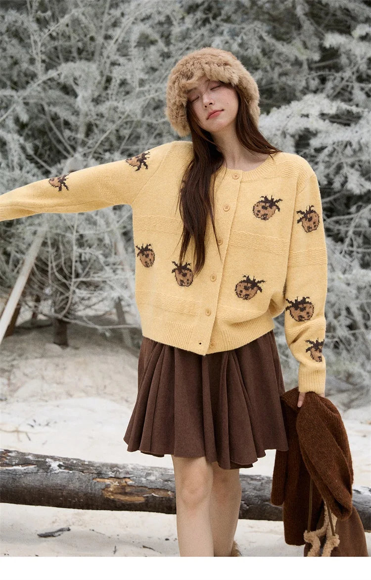 Mishow Funny Pineapple Jacquard Round Neck Cardigan MXE87Z2752
