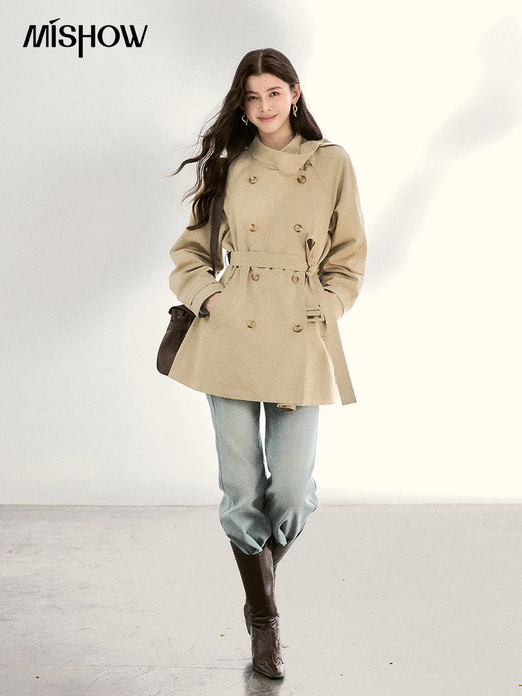 Mishow Double-Breasted Belted Mid-Length Trench MXF11W1031