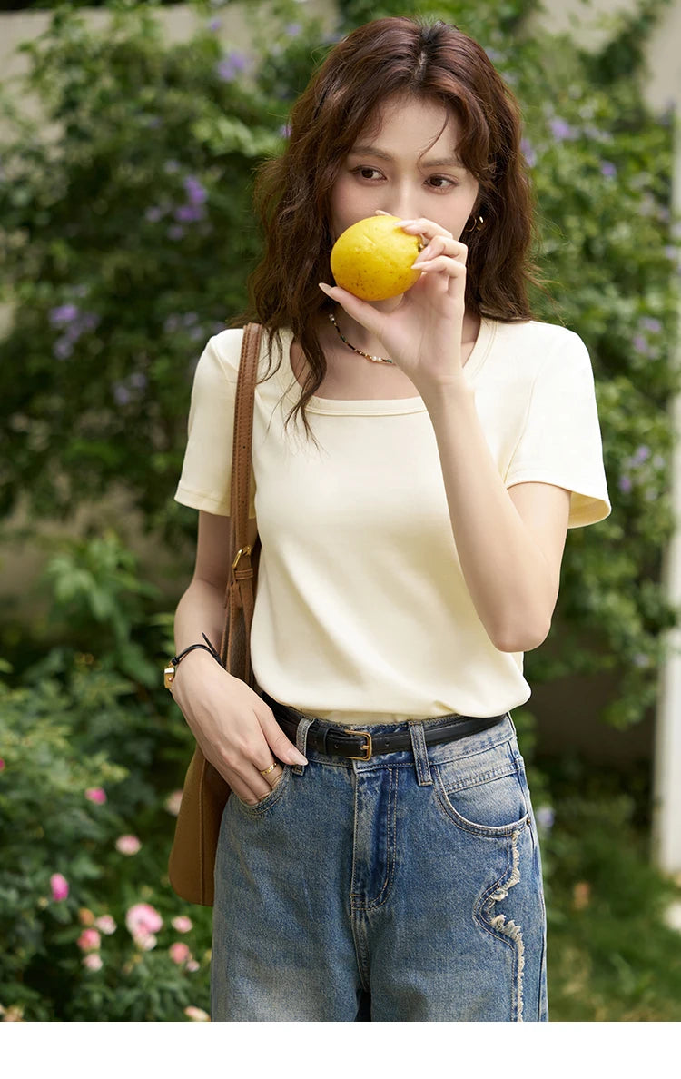 Mishow Square Neck Solid Tee MXC12T0641