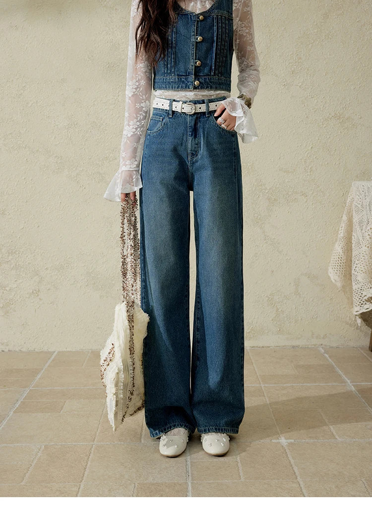 Mishow Washed Loose Straight Leg Jeans MXE16K0874