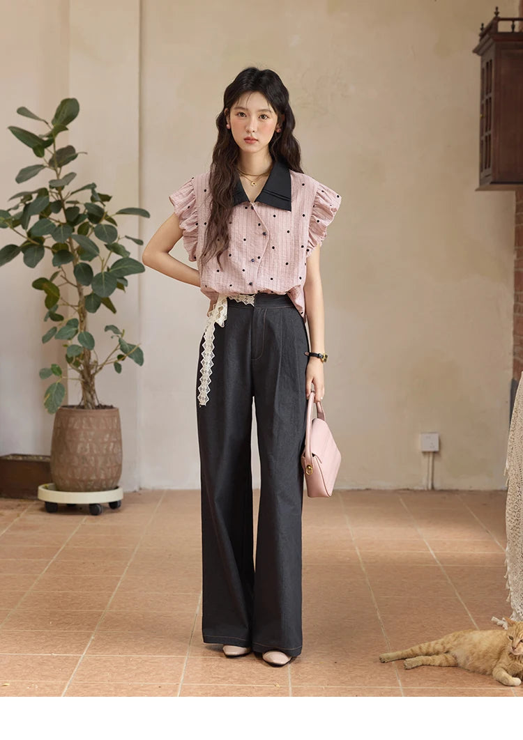 MISHOW Polka Dot Blouse Butterfly Sleeve MXE31C0776