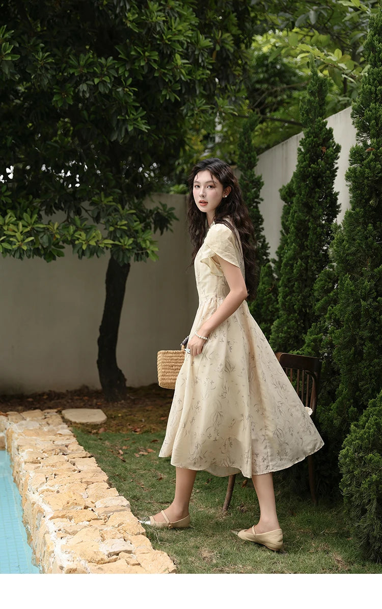 Mishow Cheongsam Floral Hollow Out Chiffon Dress MXD23L1799