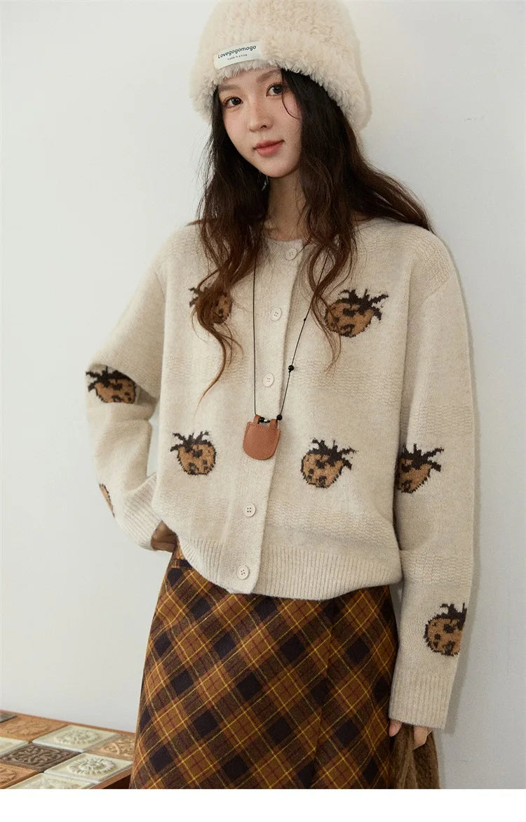 Mishow Funny Pineapple Jacquard Round Neck Cardigan MXE87Z2752