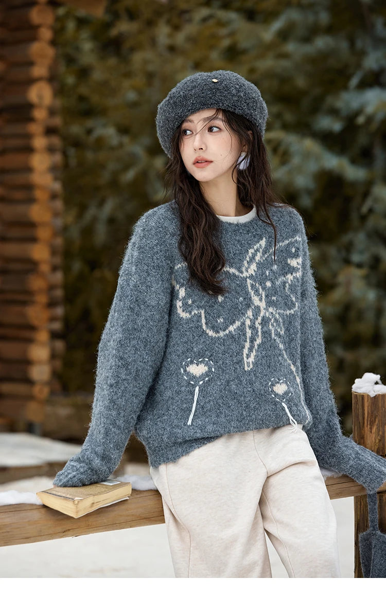 Mishow Butterfly Color Clash Wool Pullover MXD57Z1016