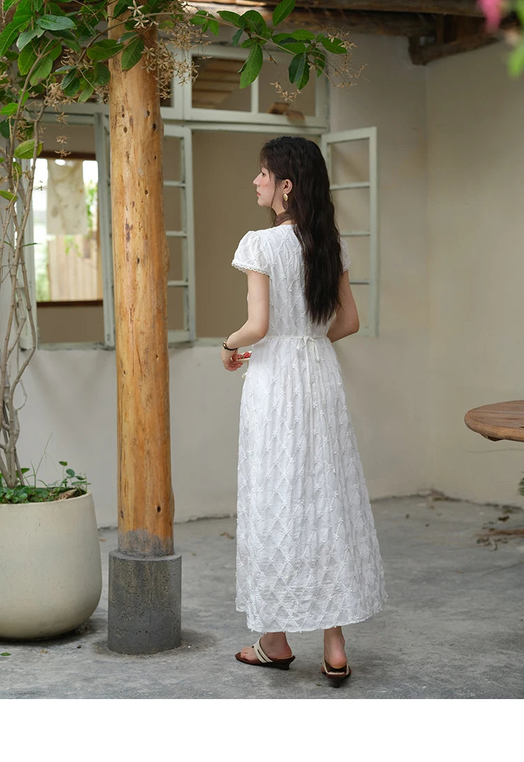 Mishow V-Neck Lace Spliced Embroidery Dress MXE38L2378