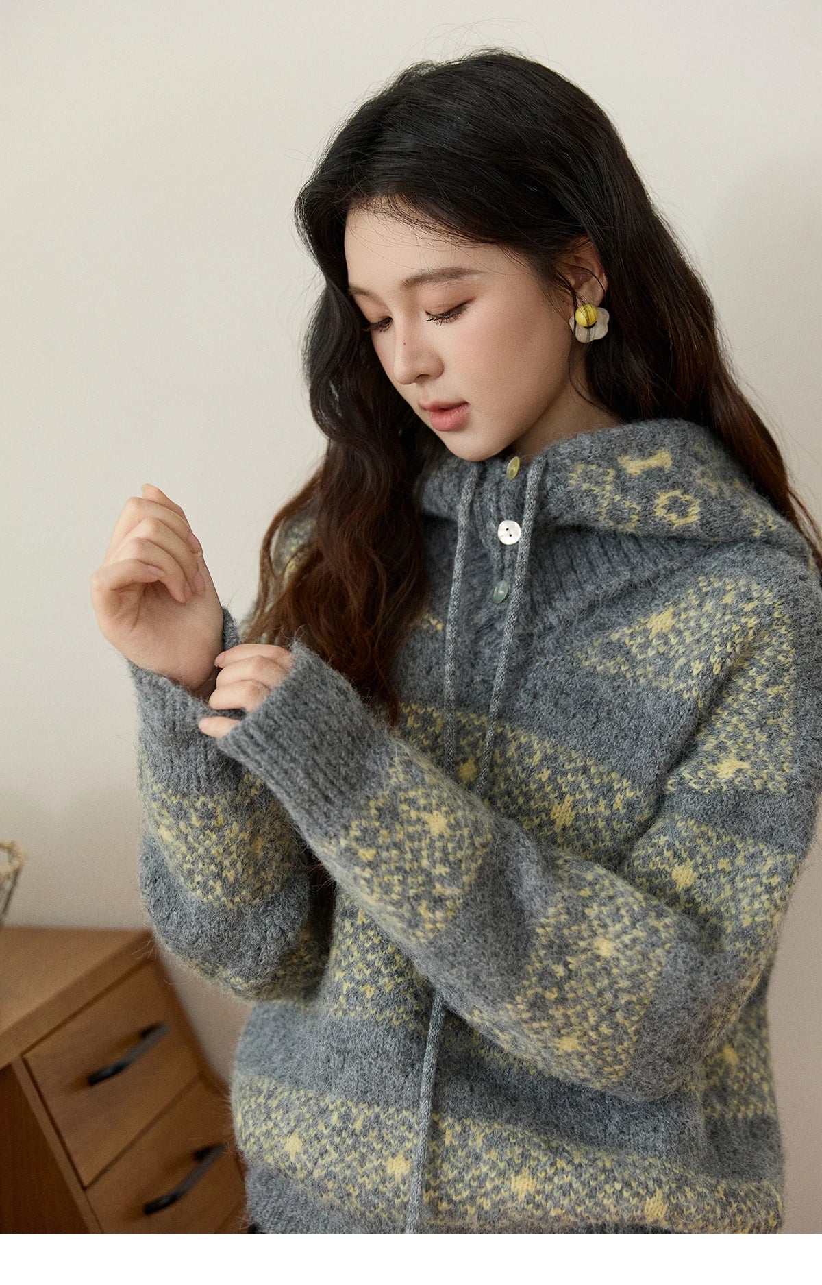 Mishow Fair Isle Removable Hood Sweater MXE94Z2979