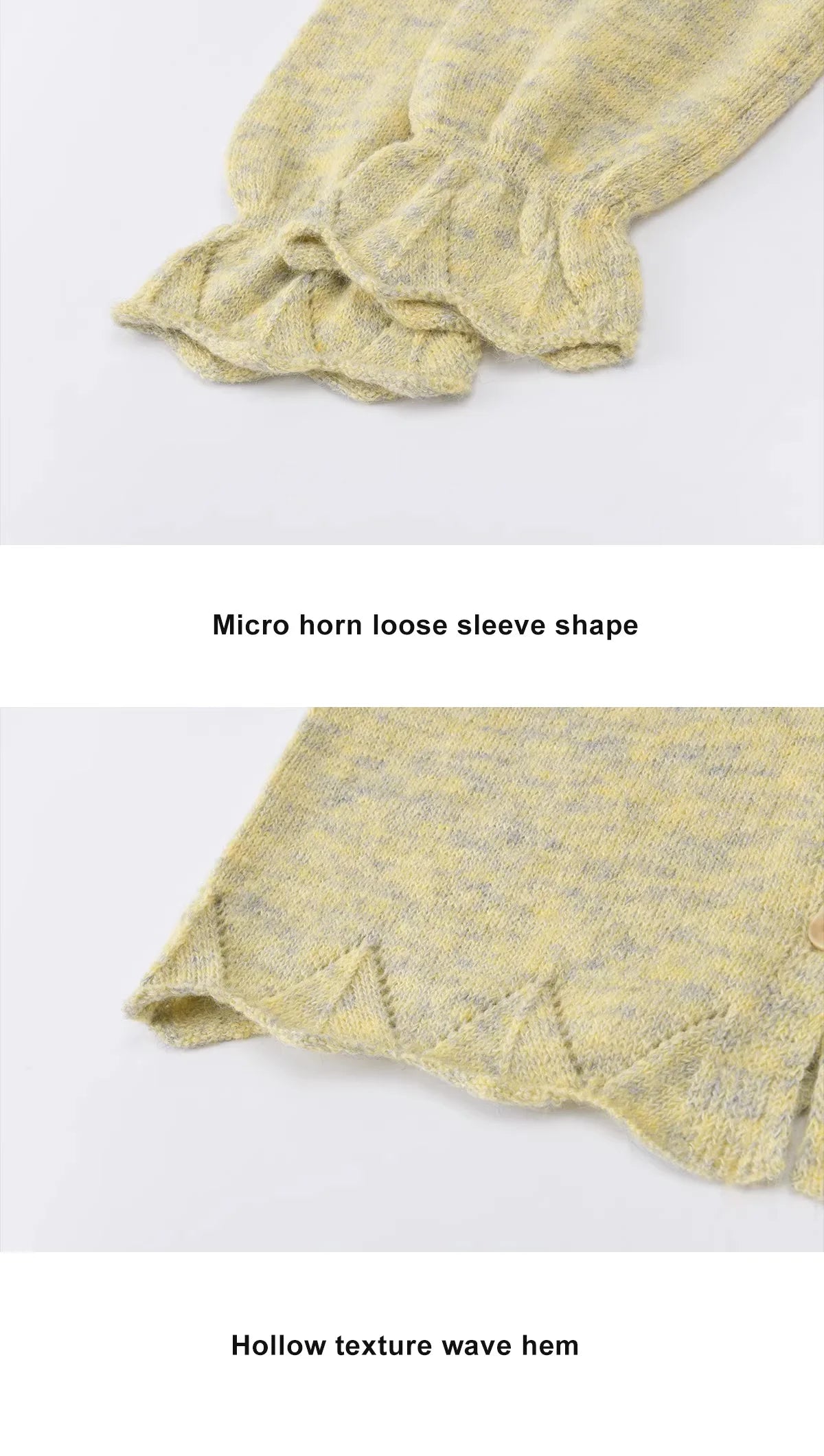 Mishow Marled Yellow Mohair Flare Sleeve Cardigan MXF108Z1021