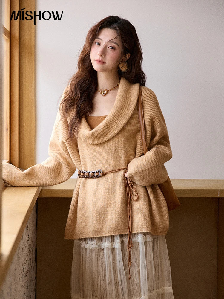 Mishow Orange French Style Sweater with Vest & Belt Set MXE86T1437
