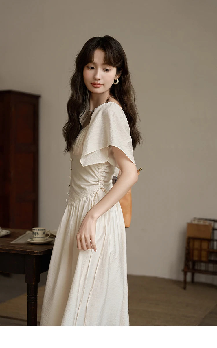 Mishow French Square Collar Butterfly Sleeve Dress MXC38L1407