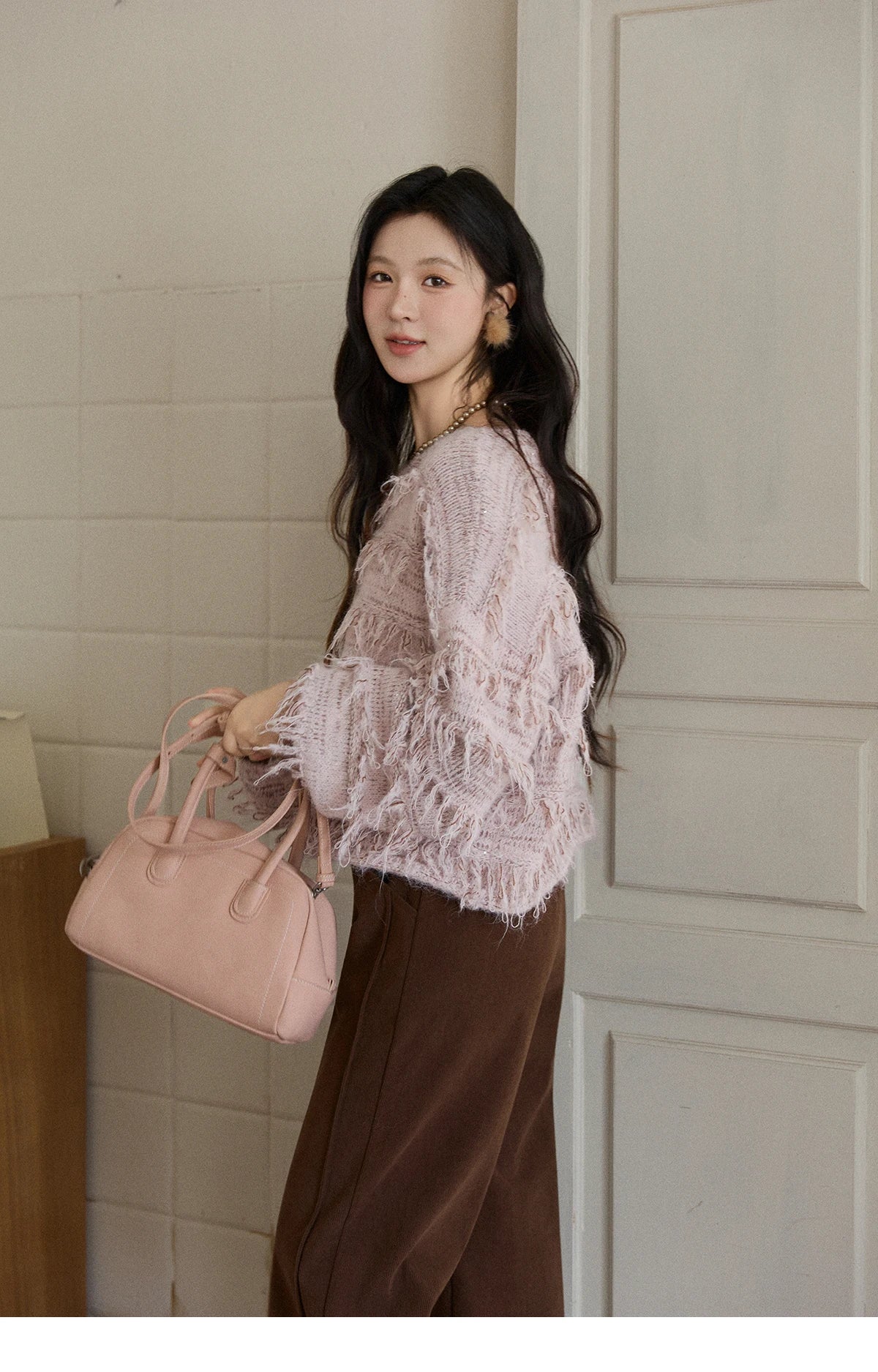 Mishow Tassel Bead Wool Blended Thick Sweater MXE90Z2822