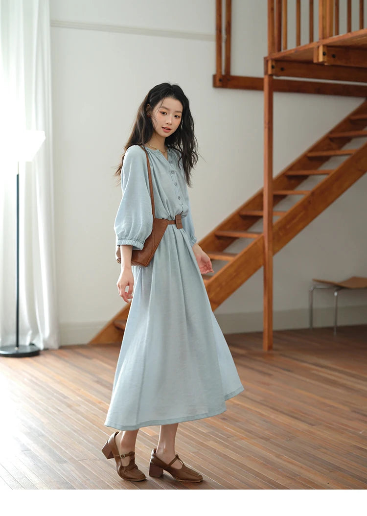 Mishow Half Sleeve Bamboo Knot Dress with Bohemian Belt MXE20L2468