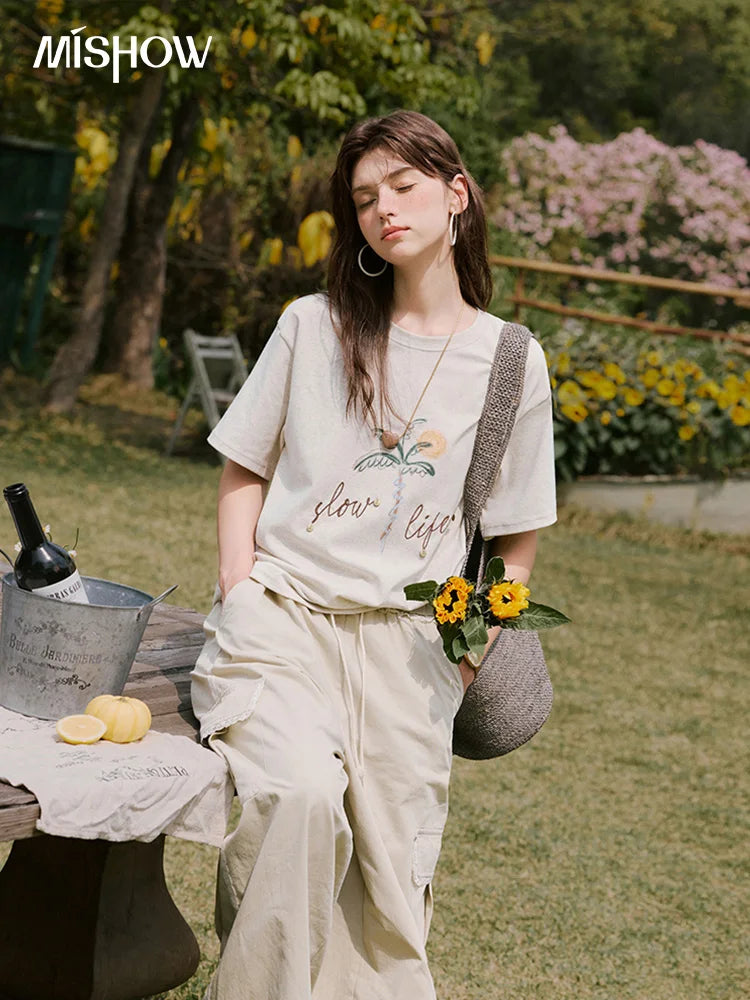 Mishow Coconut Tree Print Straight Tee MXE31T0520