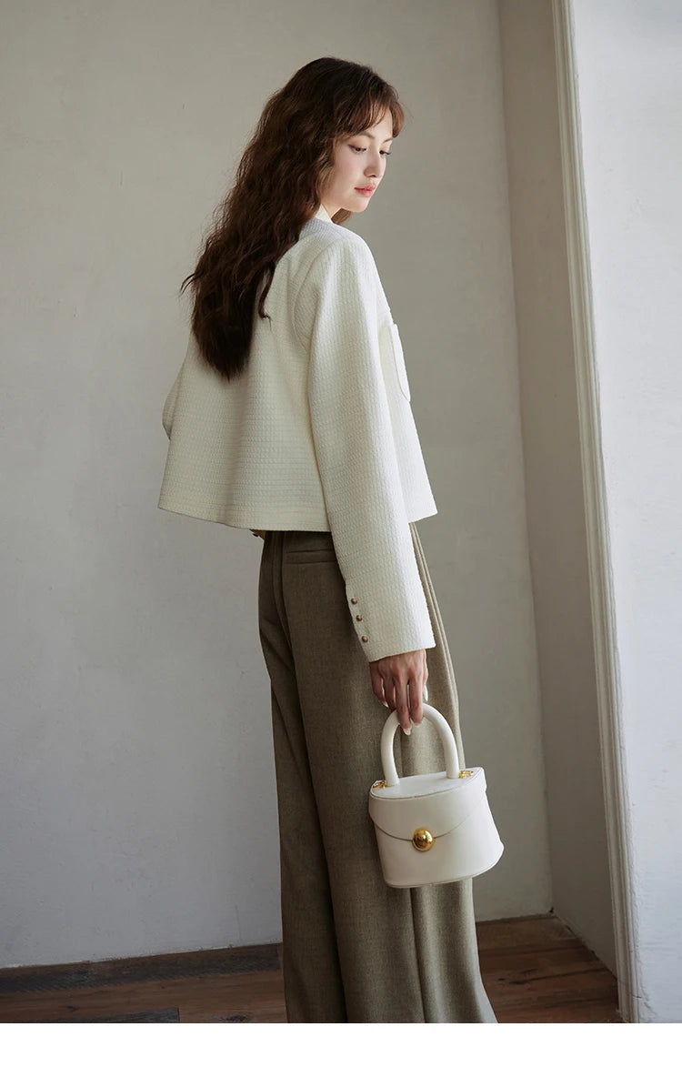 Mishow Retro Round Neck Gold Button Jacket MXC44W0072