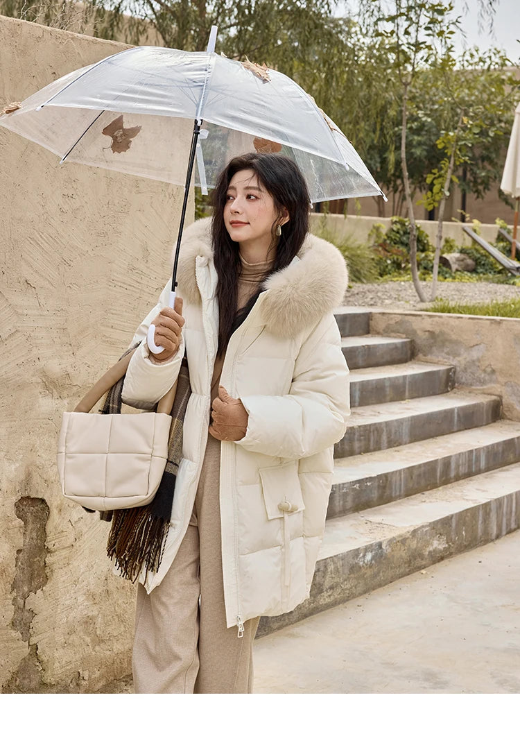Mishow Hooded Thickened 90% Down Long Jacket MXD36Y0051