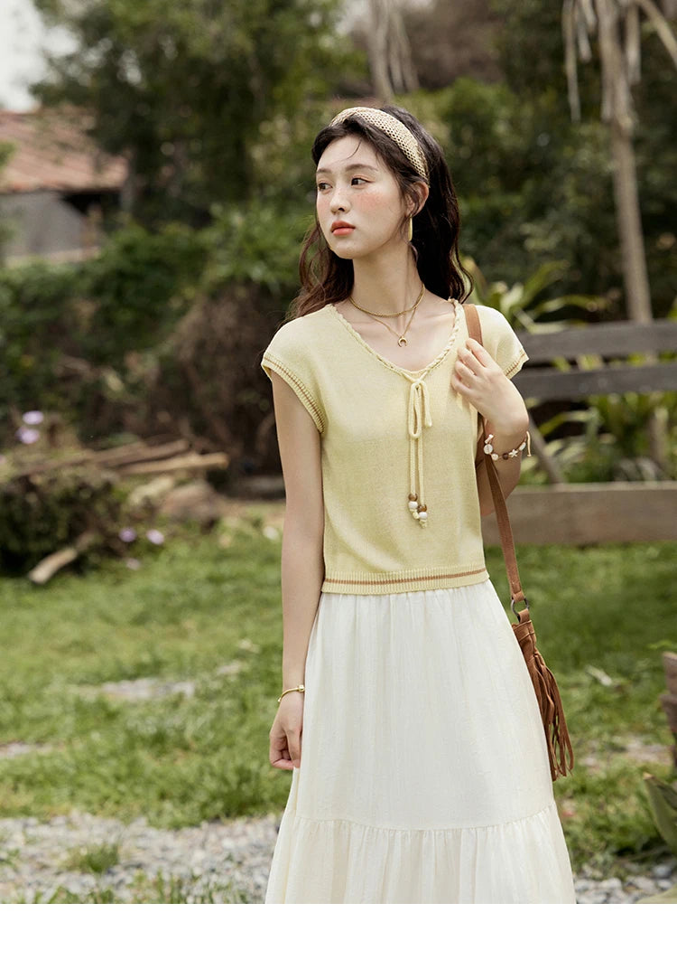 MISHOW Elastic Waist Shell Webbing A-Line Skirt Slimming MXE33B0708