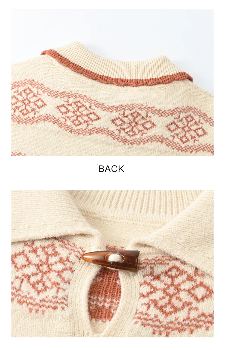 Mishow Christmas Fair Isle Turn Down Collar Pullover MXD59Z1042