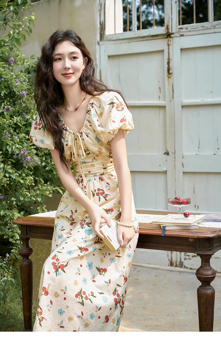 Mishow French 100% Cotton Floral V-Neck Dress MXD30L1868