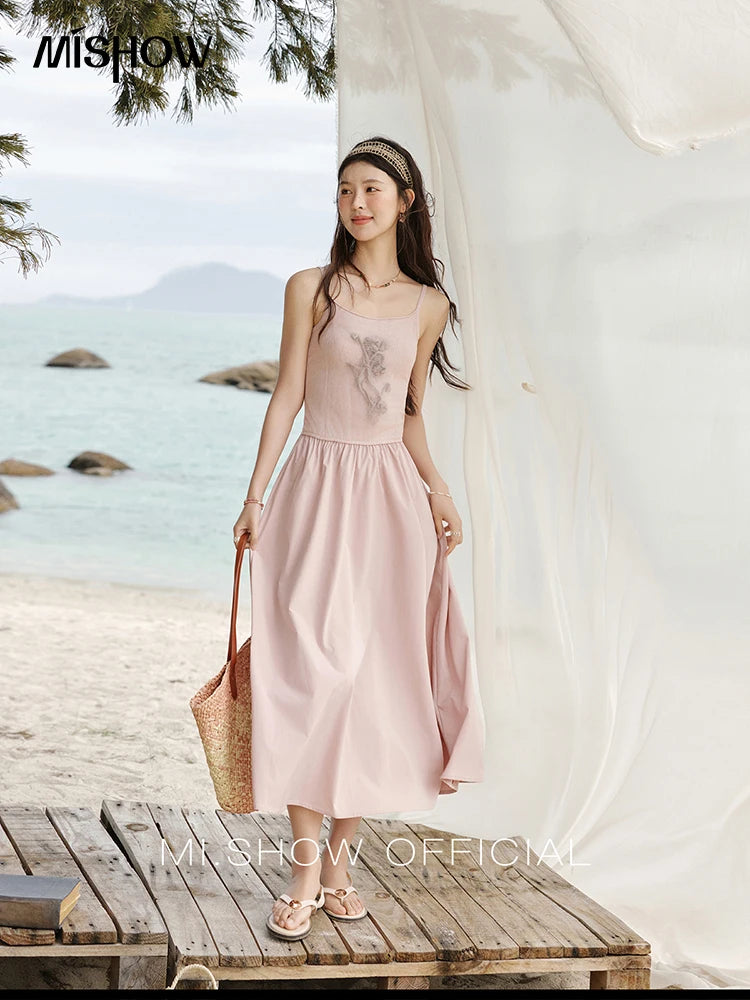 Mishow French Color Matching Knit Camisole Dress MXE13L2082