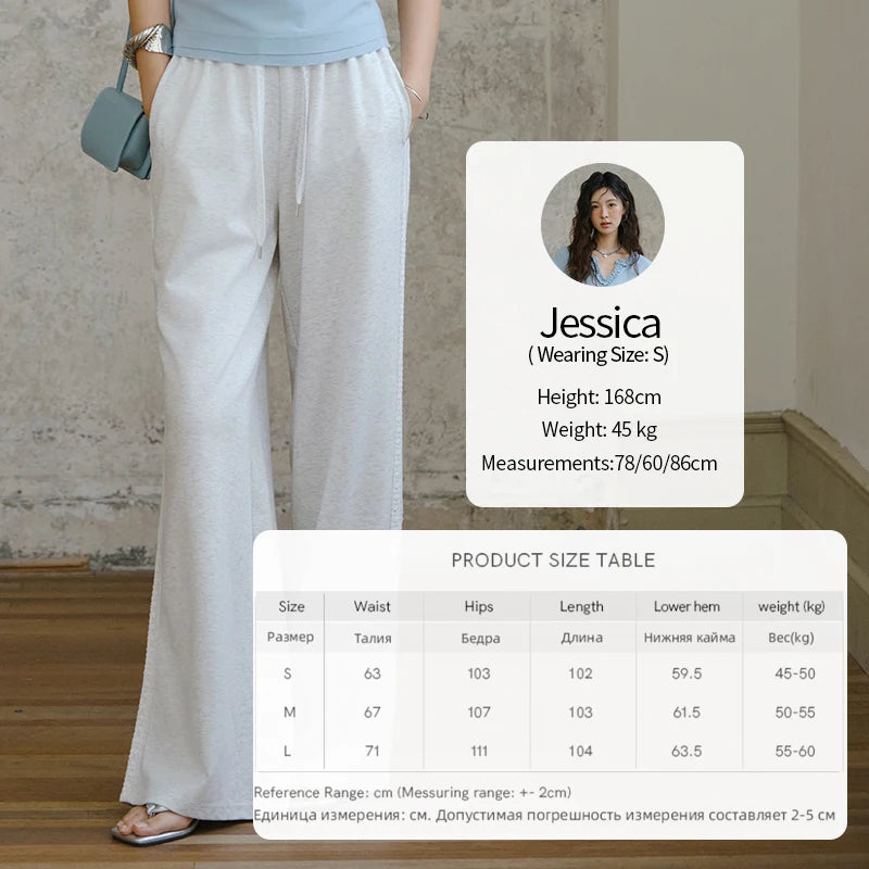 MISHOW Light Grey High Waist Pants Elastic Waist Wide Leg MXE31K0901