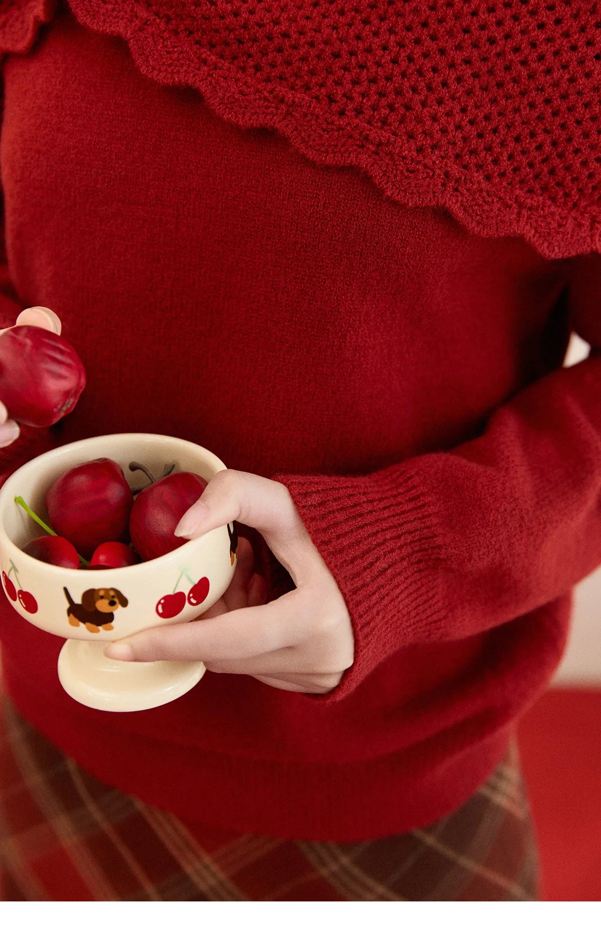 Mishow Christmas Red 3D Flower Alpaca Sweater MXE94Z2889
