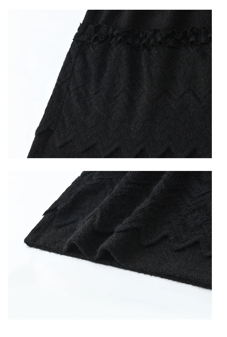 MISHOW Splicing Knitted Skirt Lace Loose Pleated Long MXD59B0632