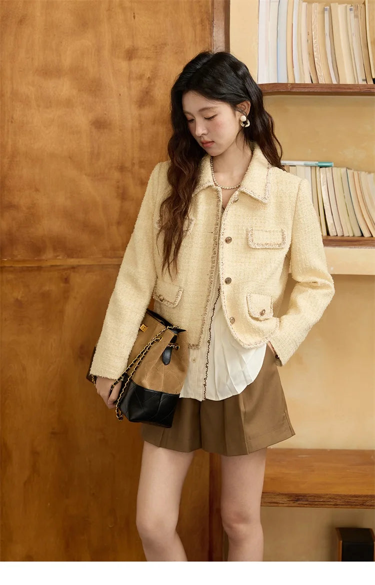Mishow Fragrant Tweed Metal Button Short Jacket MXE46W0837