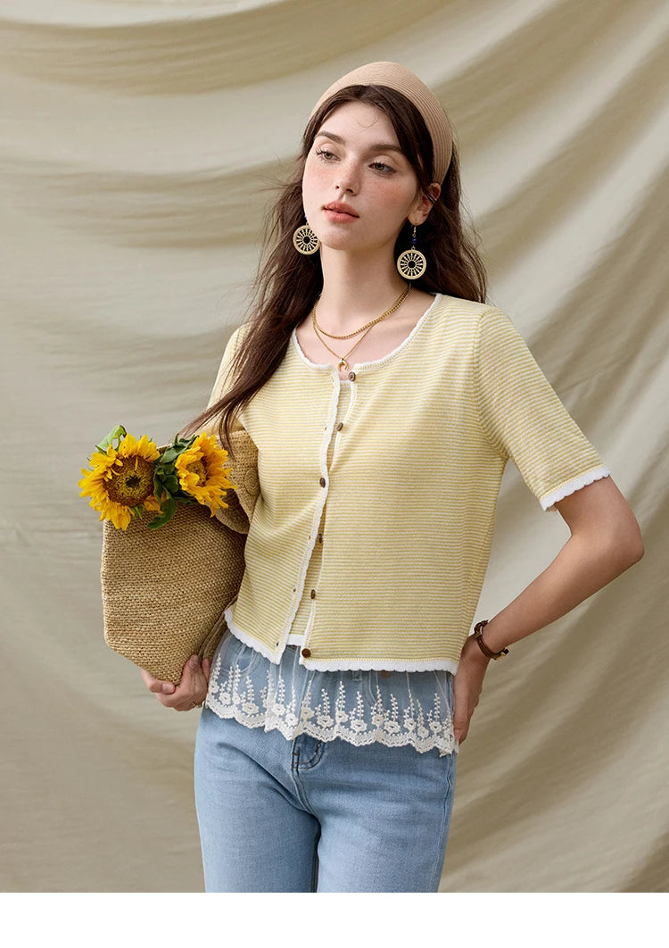 Mishow Short Sleeve Lace Cardigan & Camisole Set MXE33T0582