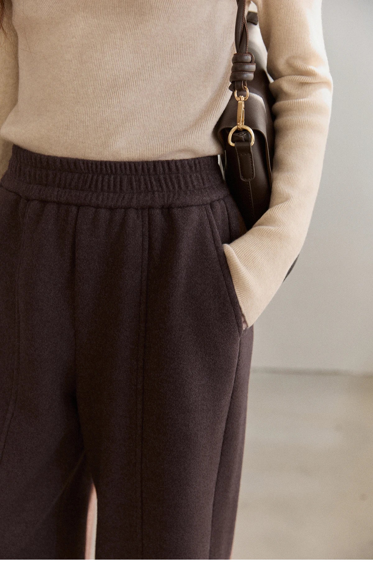 MISHOW High Waist Wide Leg Pants Fleece Warm Knit MXE92K1127