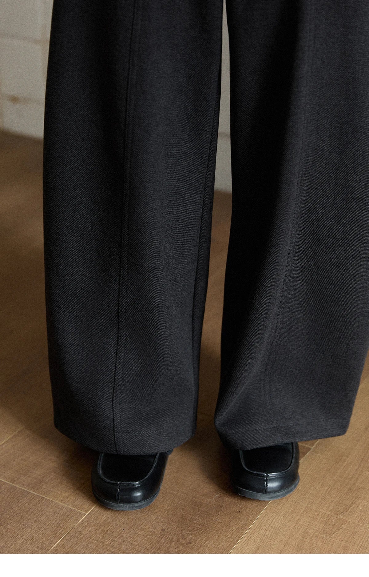 MISHOW Gray Woolen Wide-Leg Pants High Waist Draped Elastic MXE93K1143