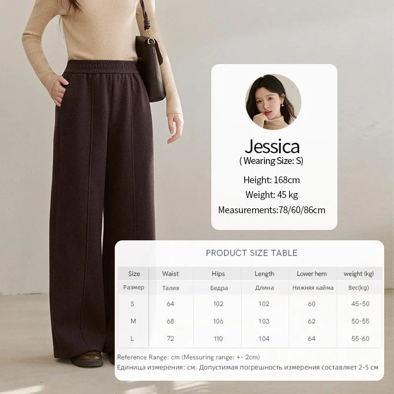 MISHOW High Waist Wide Leg Pants Fleece Warm Knit MXE92K1127
