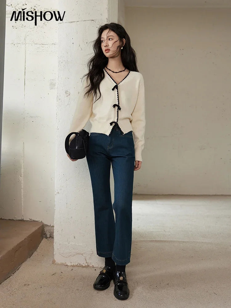 Mishow V-Neck Bow Detail French Cardigan MXD34Z0938