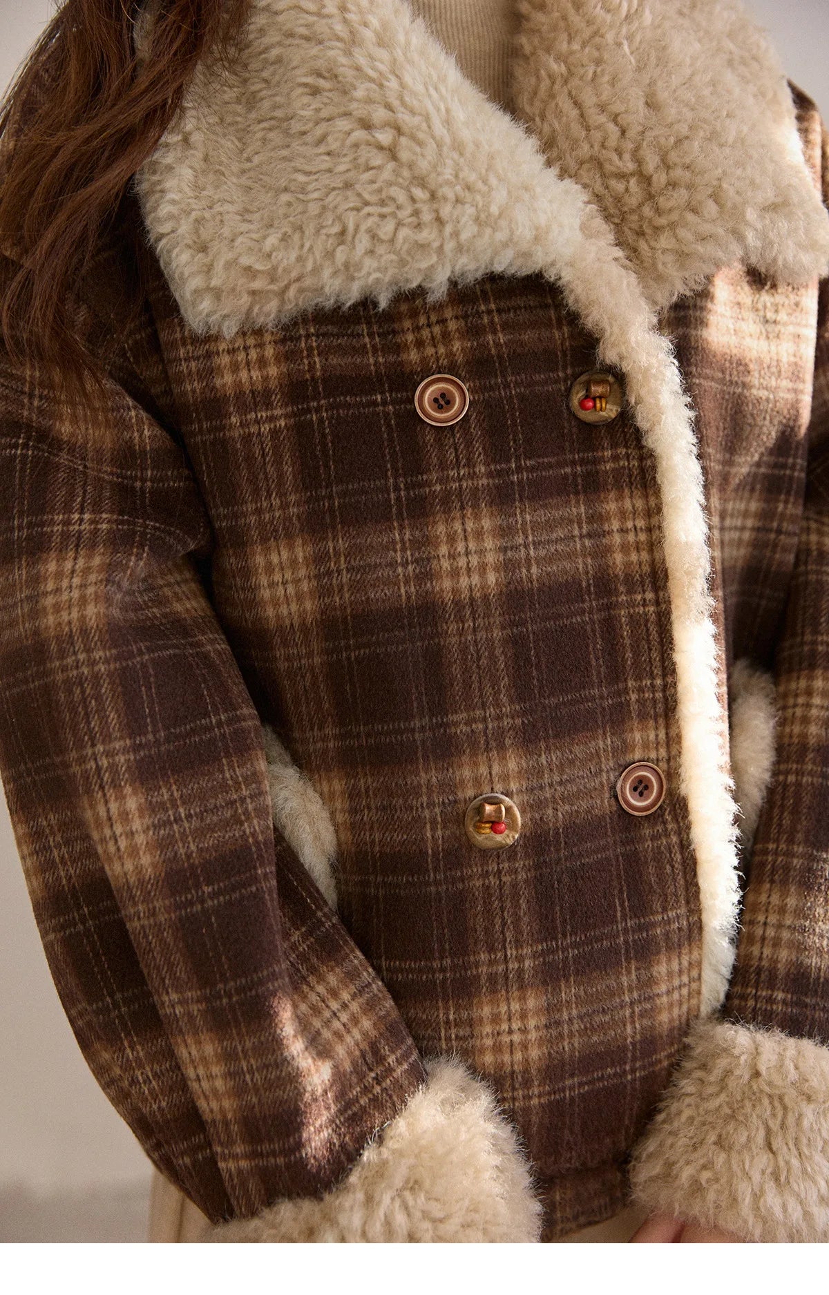 Mishow Retro Plaid Large Lapel Padded Jacket MXE87W1004