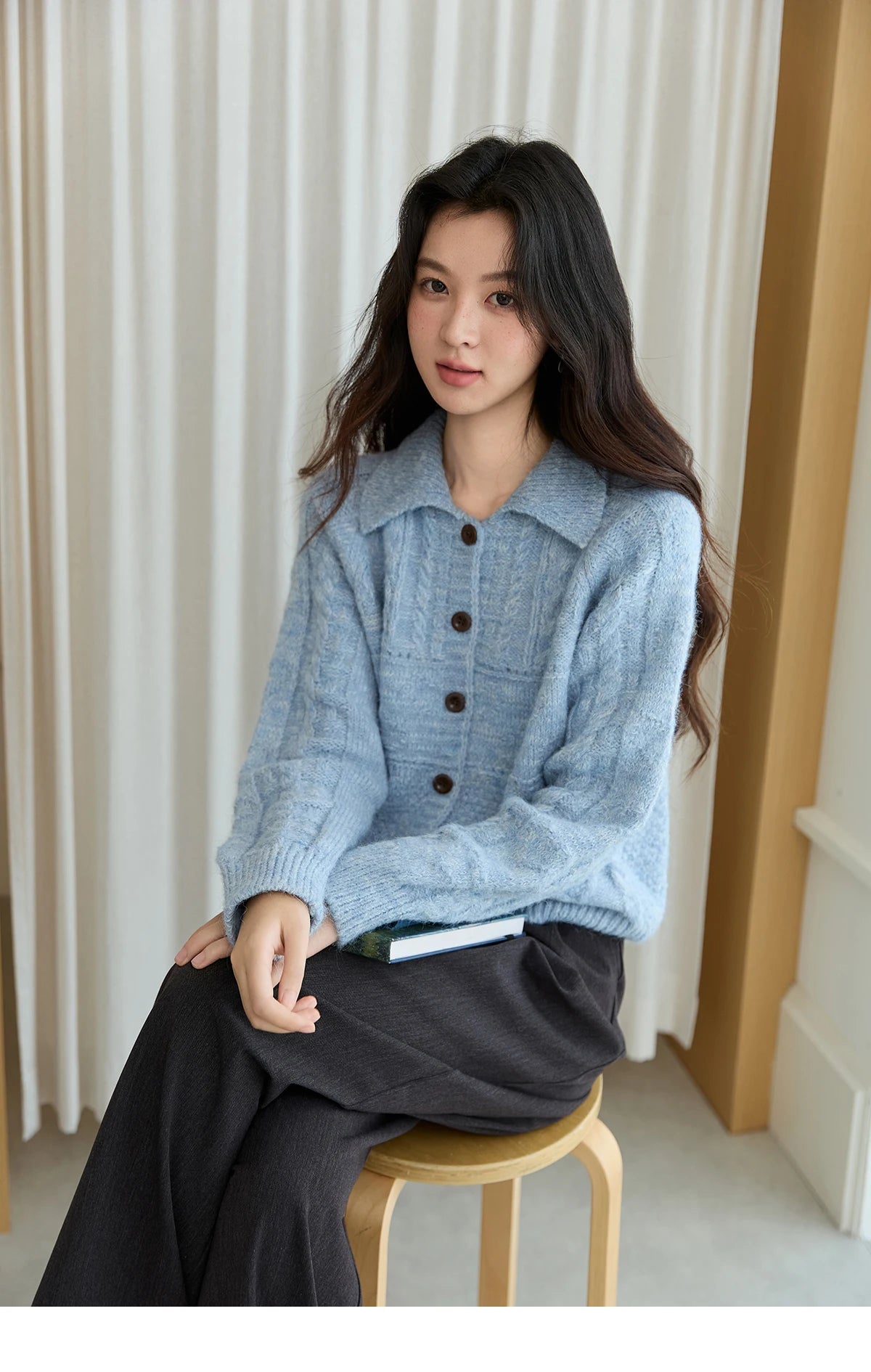 Mishow Simple Turn-Down Collar Knit Cardigan MXE48Z2611