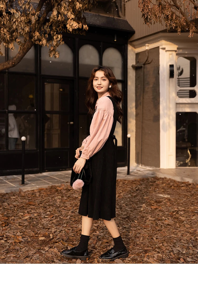 Mishow Corduroy V-Neck Sleeveless Strap Dress MXB43L1246