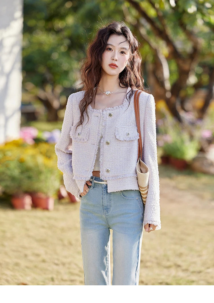 MISHOW Tassel Fragrant Coat Rose Buckle Weave Square Collar MXE13W0733