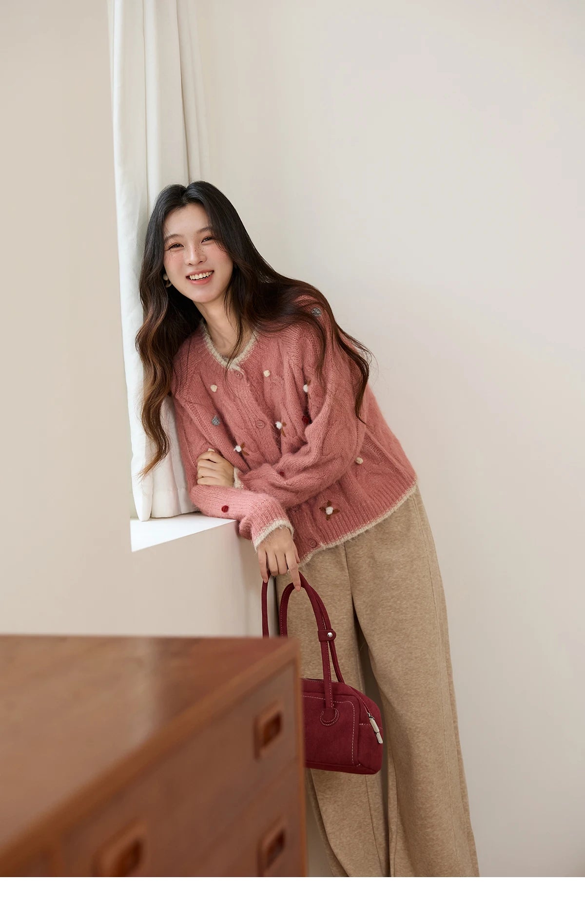 Mishow Hand-Crocheted Wool Blend Cardigan MXE48Z2575