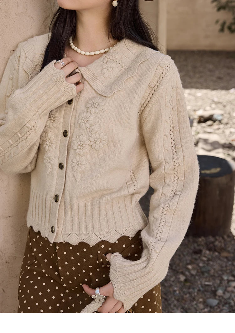 Mishow French Retro Doll Collar Embroidered Sweater MXD35Z0895